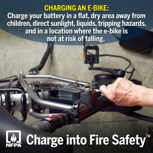 NFPA how to safely charge an e-bike