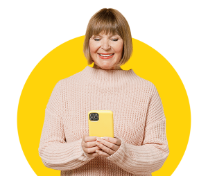 Image of a smiling lady using her phone for Easyfundraising