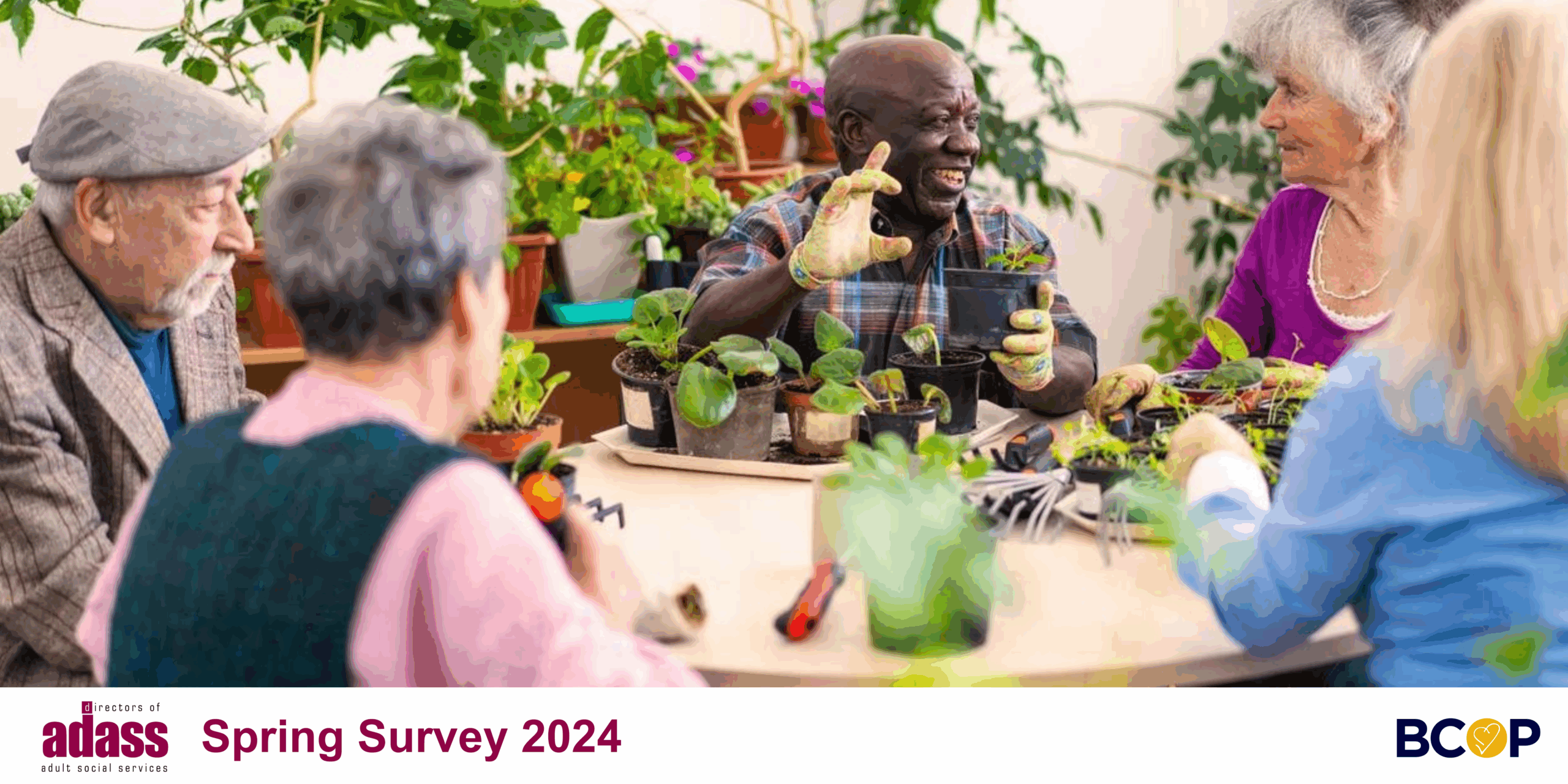Image of group of people potting plants together