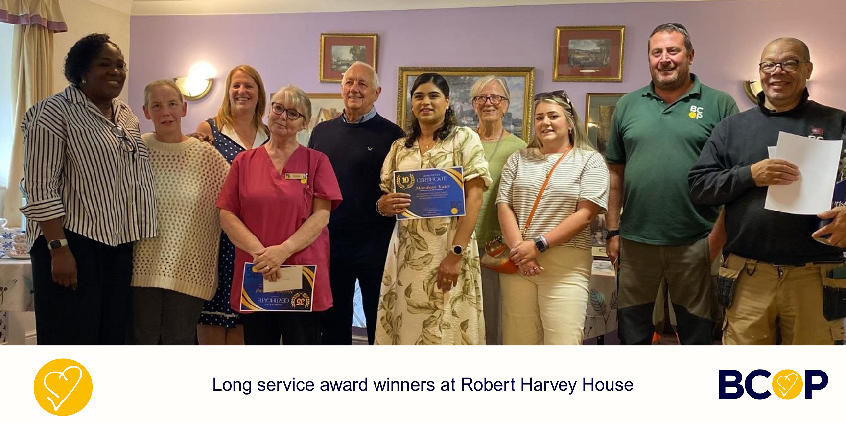 Long service awards at Robert Harvey House in September 2025