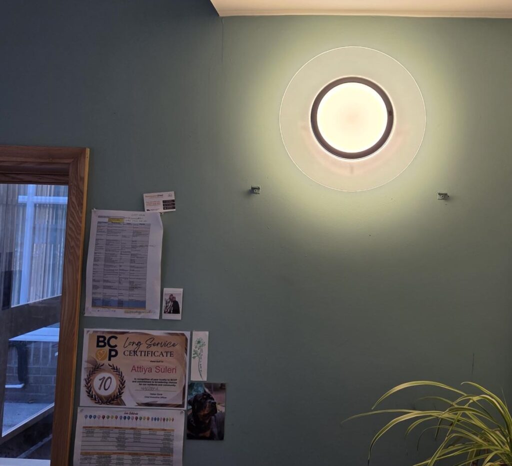 LED light fitted in the Robert Harvey House office