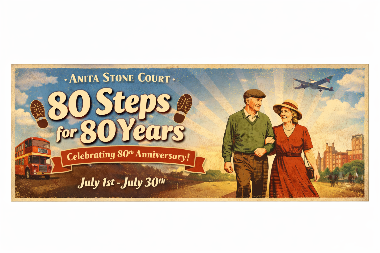 Anita Stone Court 80 steps for 80 years