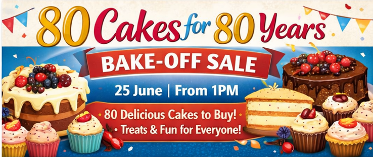80 cakes for 80 years bake off cake sale