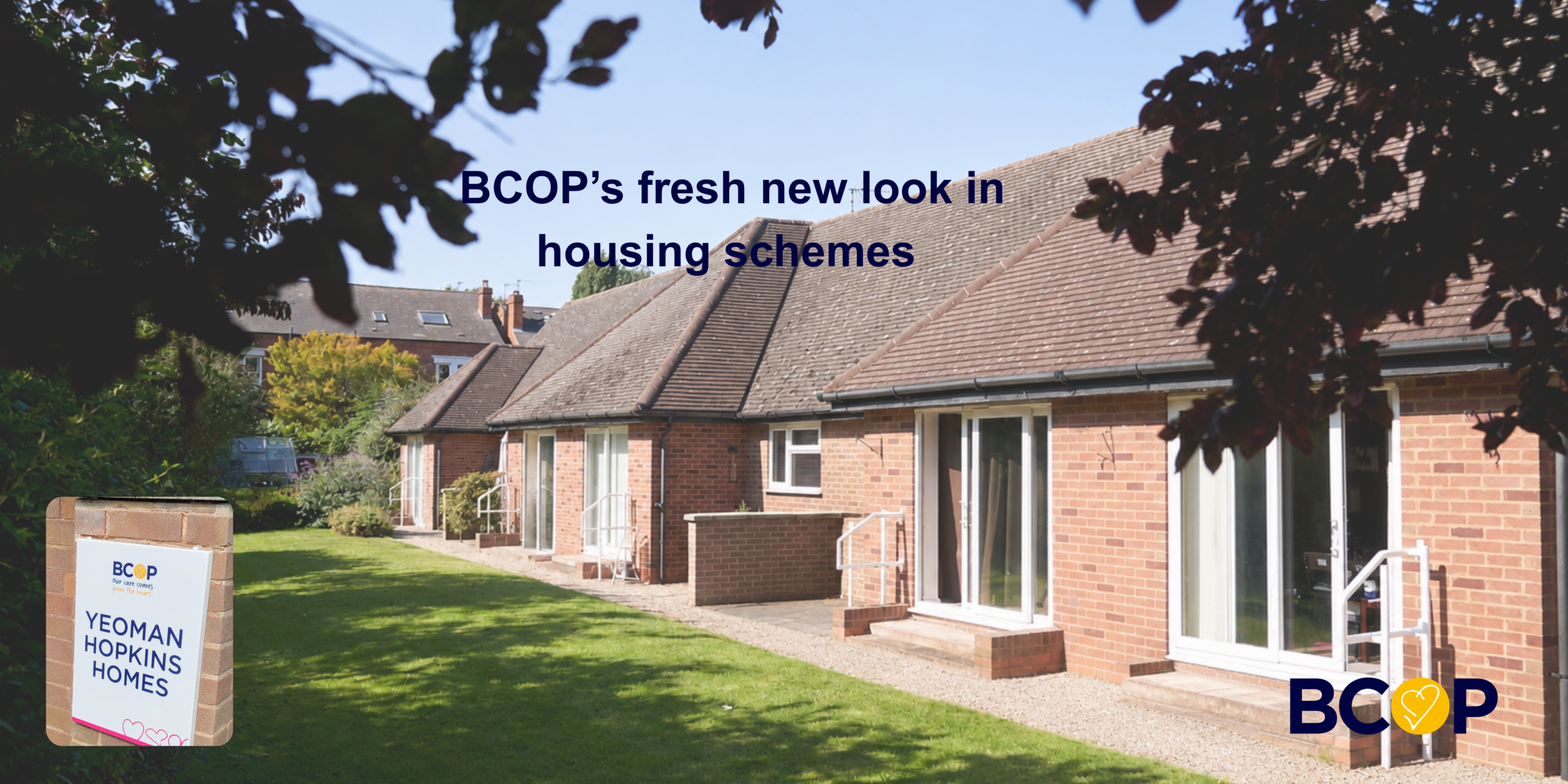 Photo of new BCOP sign and gardens at Yeoman Hopkins independent living housing scheme