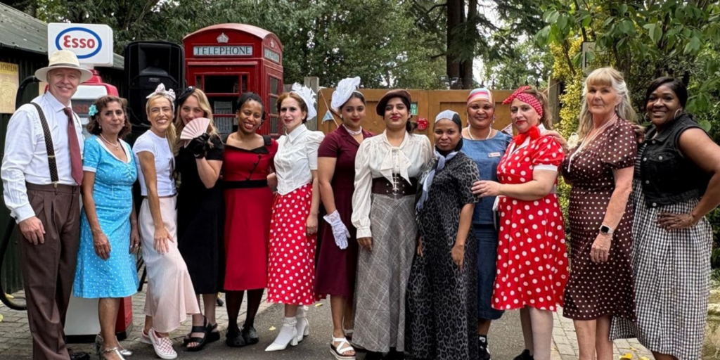 Staff at the Sensory Street 1940's street party at Robert Harvey House